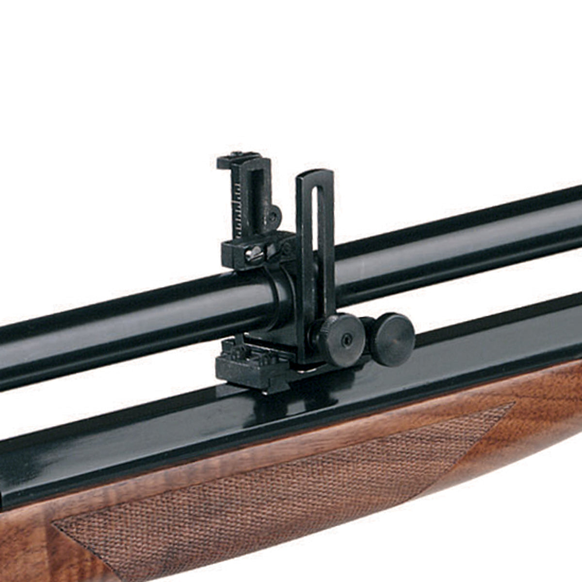The rear mount of the 6X Long Malcolm scope, showing the dovetail placement