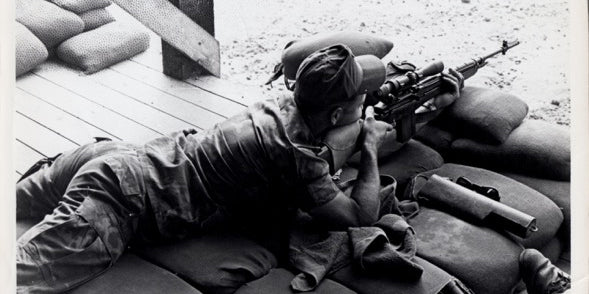 AMTU Instructor Testing Rene Macare's M14 Rifle