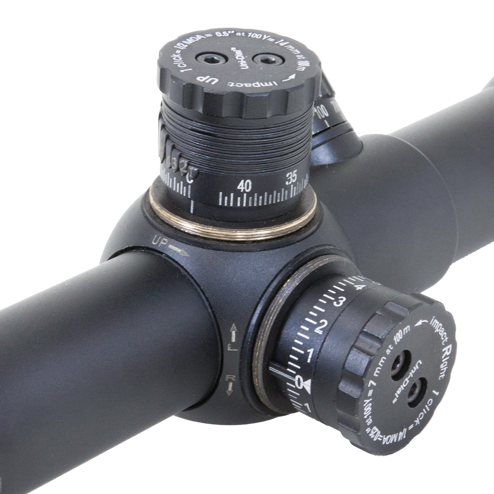 turret on the uni dial scope with flag markers