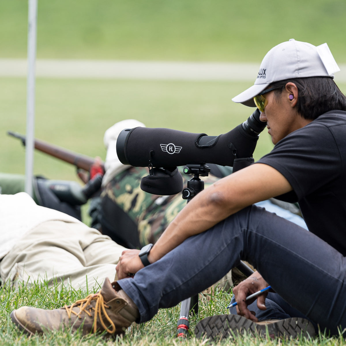 A spotting scope in use at Camp Perry